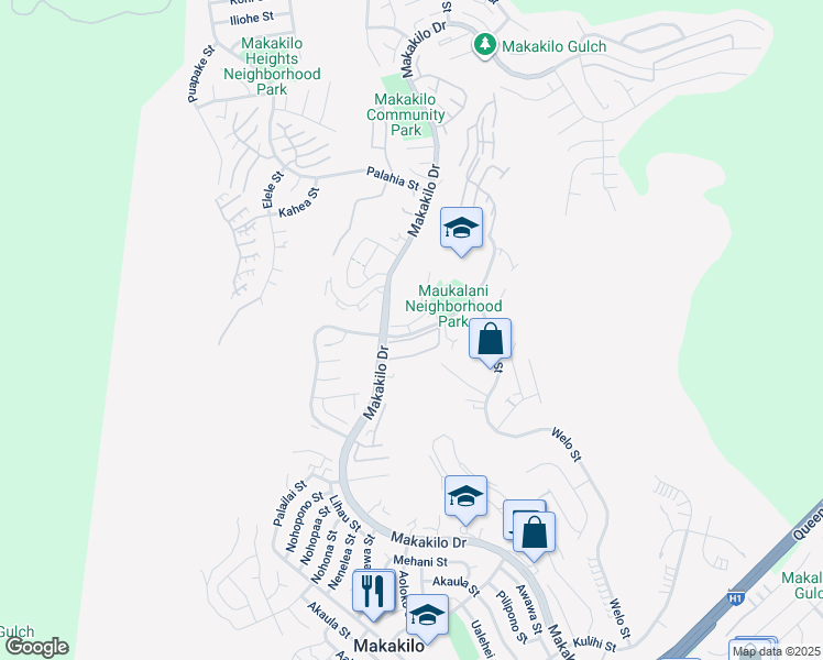 map of restaurants, bars, coffee shops, grocery stores, and more near 92-1125 Panana Street in Kapolei