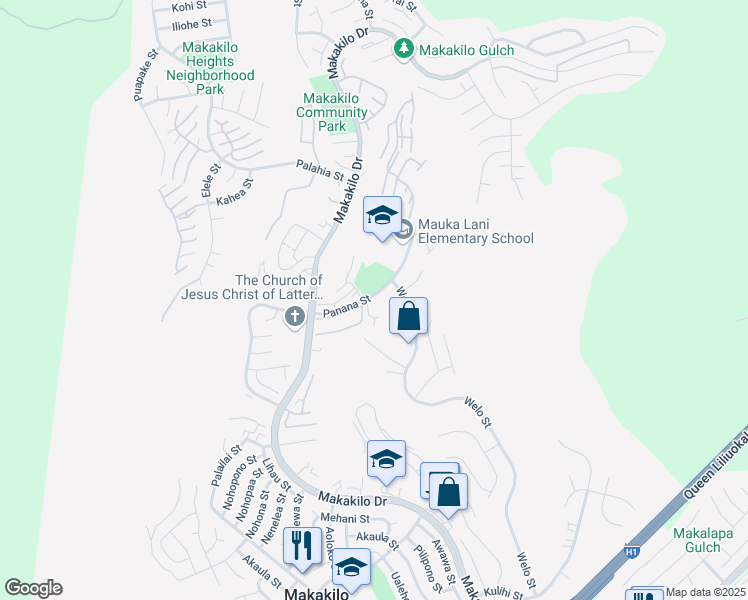 map of restaurants, bars, coffee shops, grocery stores, and more near 92-1243 Panana Street in Kapolei