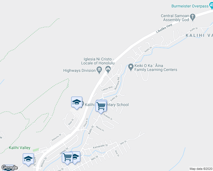 map of restaurants, bars, coffee shops, grocery stores, and more near 2952 Hōlua Way in Honolulu