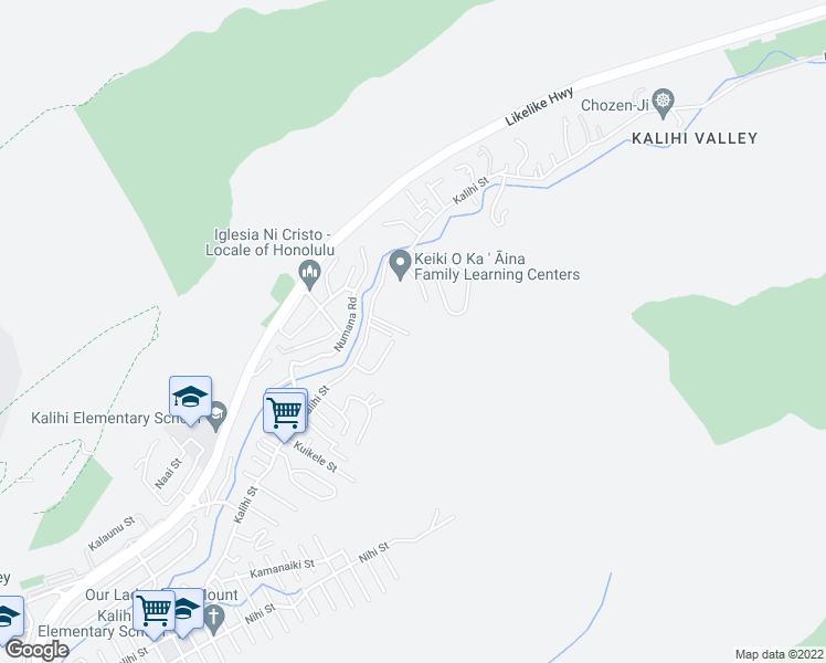 map of restaurants, bars, coffee shops, grocery stores, and more near 3049 Kalihi Street in Honolulu