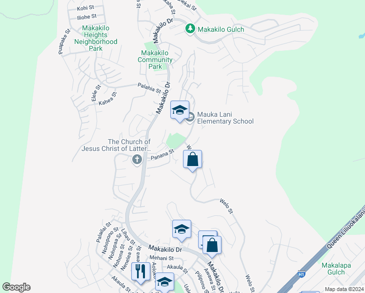 map of restaurants, bars, coffee shops, grocery stores, and more near in Makakilo