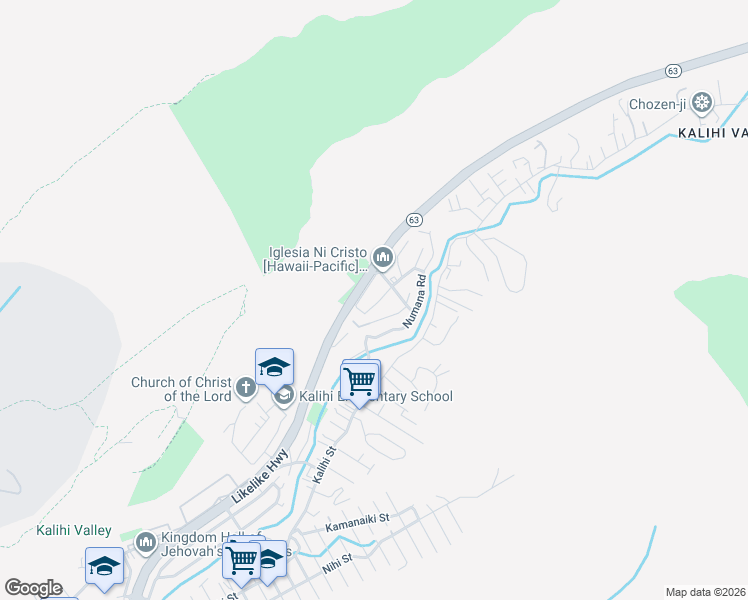 map of restaurants, bars, coffee shops, grocery stores, and more near 2952 Hōlua Way in Honolulu