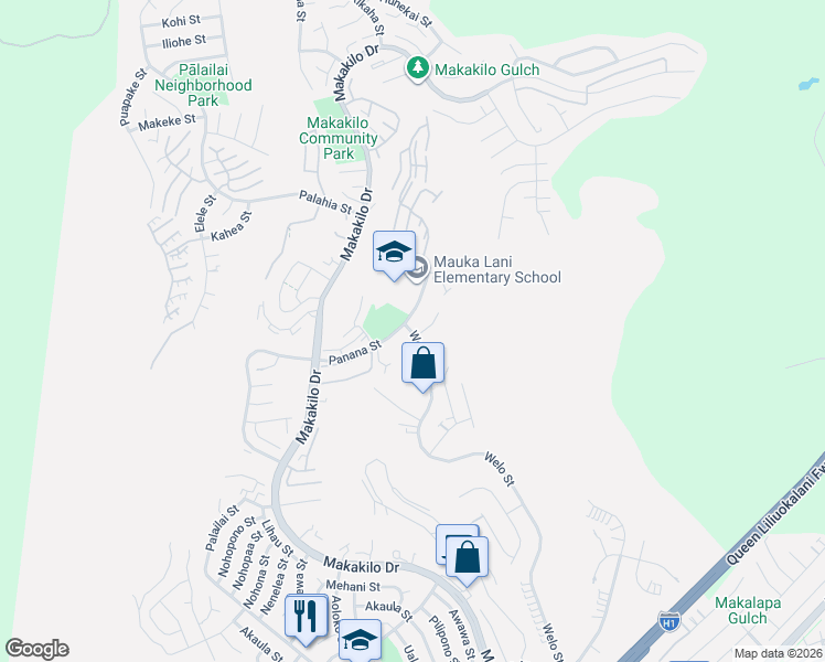 map of restaurants, bars, coffee shops, grocery stores, and more near 92-781 Welo Street in Kapolei