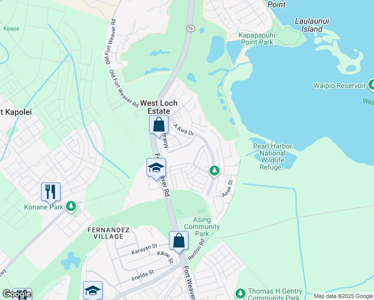 map of restaurants, bars, coffee shops, grocery stores, and more near 91-1008 Makaaloa Street in Ewa Beach