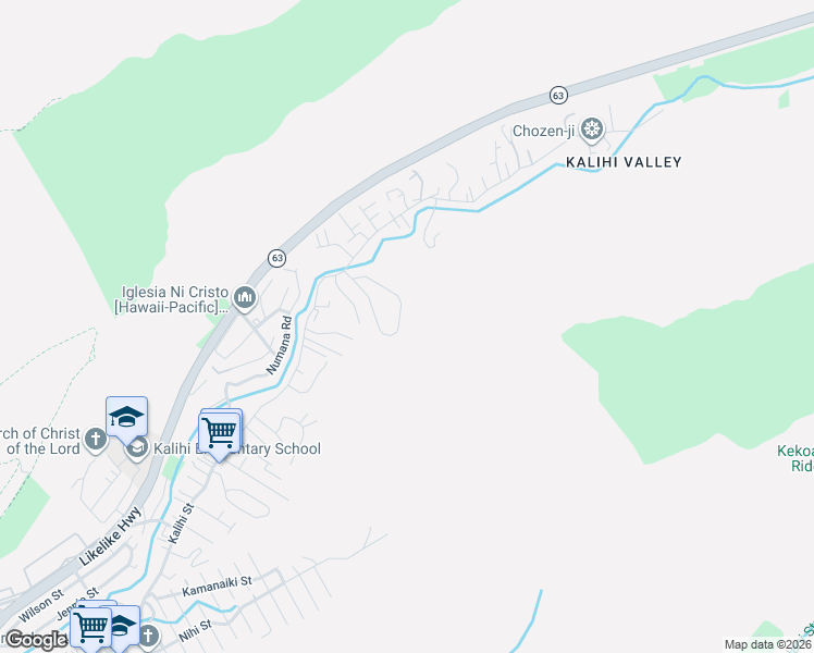 map of restaurants, bars, coffee shops, grocery stores, and more near 1645 Kalaepaa Drive in Honolulu
