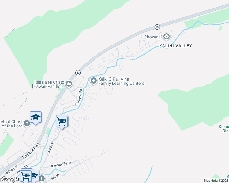 map of restaurants, bars, coffee shops, grocery stores, and more near 1645 Kalaepaa Drive in Honolulu