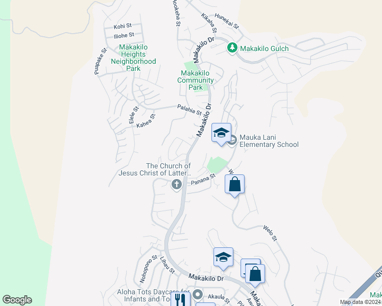 map of restaurants, bars, coffee shops, grocery stores, and more near 92-977 Makakilo Drive in Kapolei