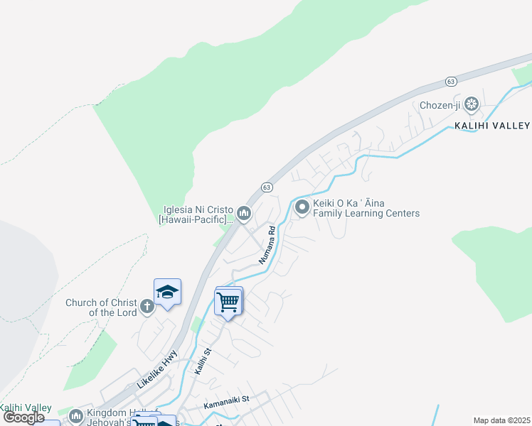 map of restaurants, bars, coffee shops, grocery stores, and more near 3052 Uaawa Place in Honolulu