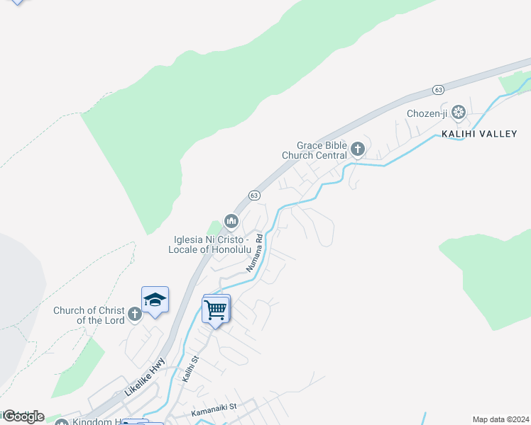 map of restaurants, bars, coffee shops, grocery stores, and more near 3052 Uaawa Place in Honolulu