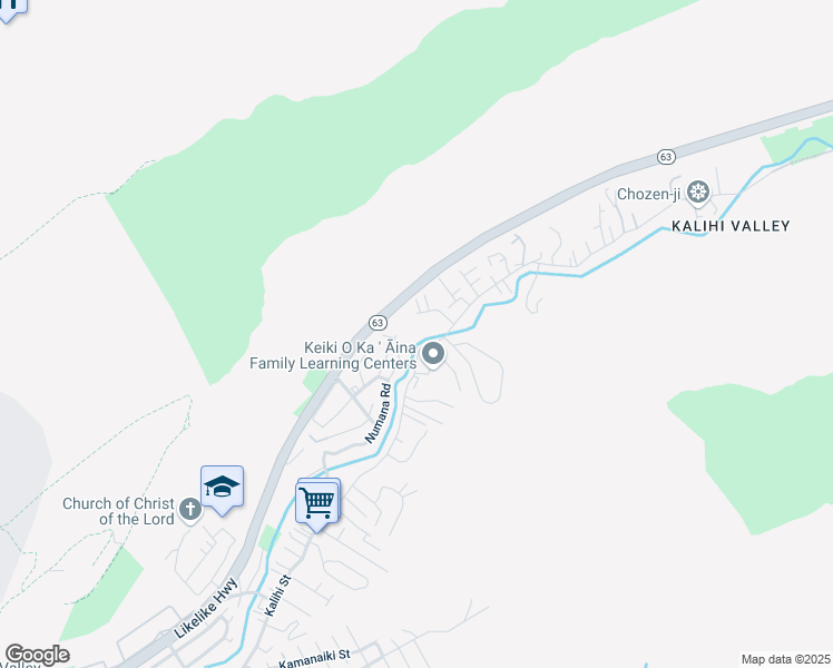 map of restaurants, bars, coffee shops, grocery stores, and more near 3148 Kalihi Street in Honolulu