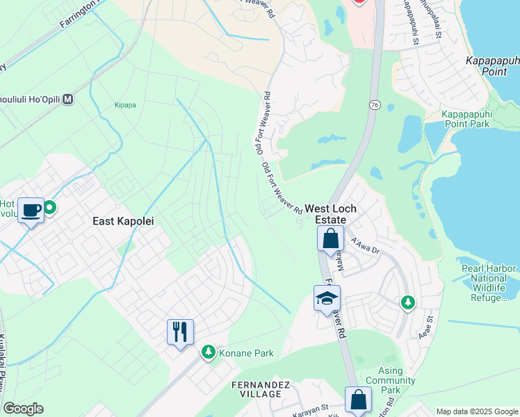 map of restaurants, bars, coffee shops, grocery stores, and more near Pump 3 Road in Honolulu County