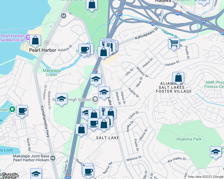 map of restaurants, bars, coffee shops, grocery stores, and more near 4415 Laakea Street in Honolulu