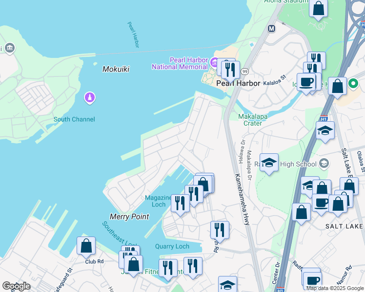 map of restaurants, bars, coffee shops, grocery stores, and more near in Joint Base Pearl Harbor-Hickam