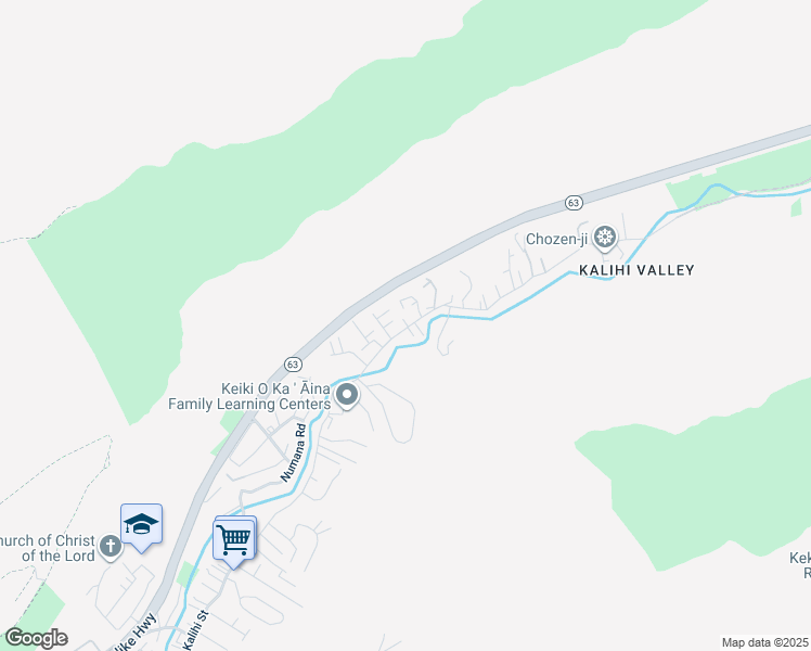 map of restaurants, bars, coffee shops, grocery stores, and more near 3250A Kalihi Street in Honolulu