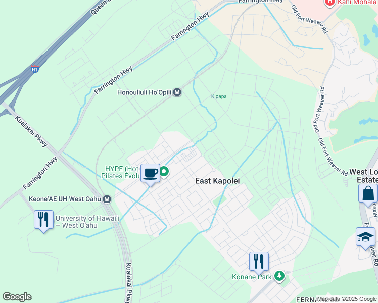 map of restaurants, bars, coffee shops, grocery stores, and more near 91-1821 Fort Weaver Road in Ewa Beach