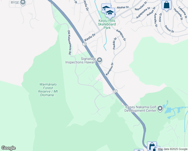 map of restaurants, bars, coffee shops, grocery stores, and more near 42-135 Old Kalanianaole Road in Kailua