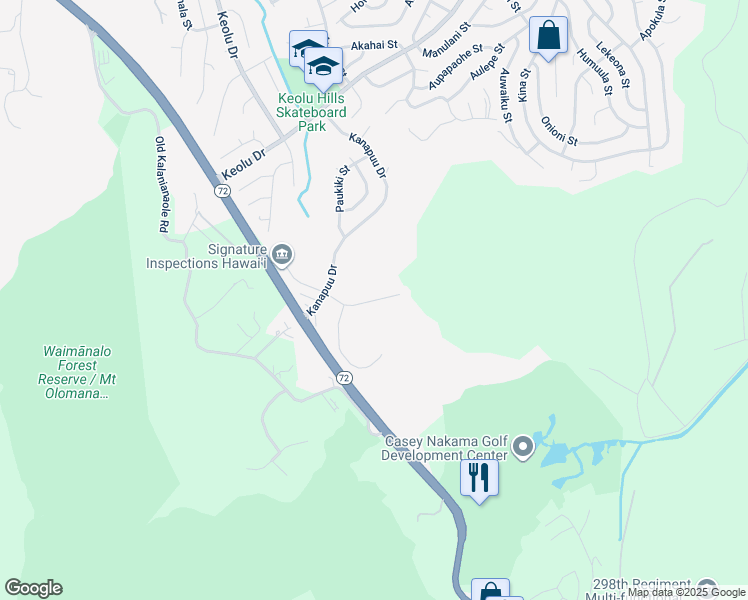 map of restaurants, bars, coffee shops, grocery stores, and more near 597 Kahako Street in Kailua
