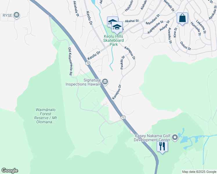 map of restaurants, bars, coffee shops, grocery stores, and more near 133A Kahako Street in Kailua