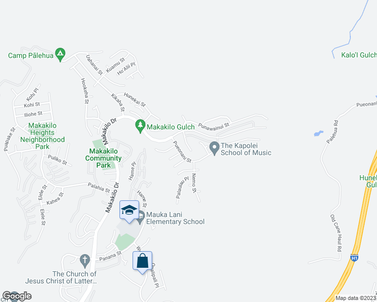 map of restaurants, bars, coffee shops, grocery stores, and more near 92-1312 Punawainui Street in Kapolei