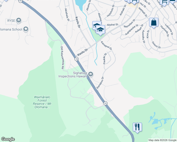 map of restaurants, bars, coffee shops, grocery stores, and more near 133 Kahako Street in Kailua