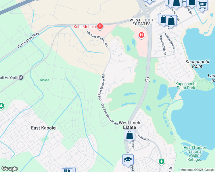 map of restaurants, bars, coffee shops, grocery stores, and more near 91-2126 Old Fort Weaver Road in Ewa Beach
