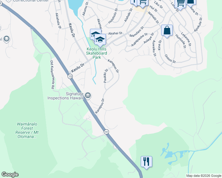 map of restaurants, bars, coffee shops, grocery stores, and more near 1669 Kanapuu Drive in Kailua