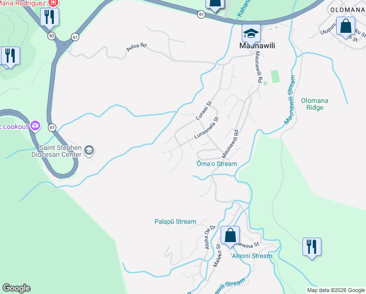 map of restaurants, bars, coffee shops, grocery stores, and more near 944 Lunahai Place in Kailua