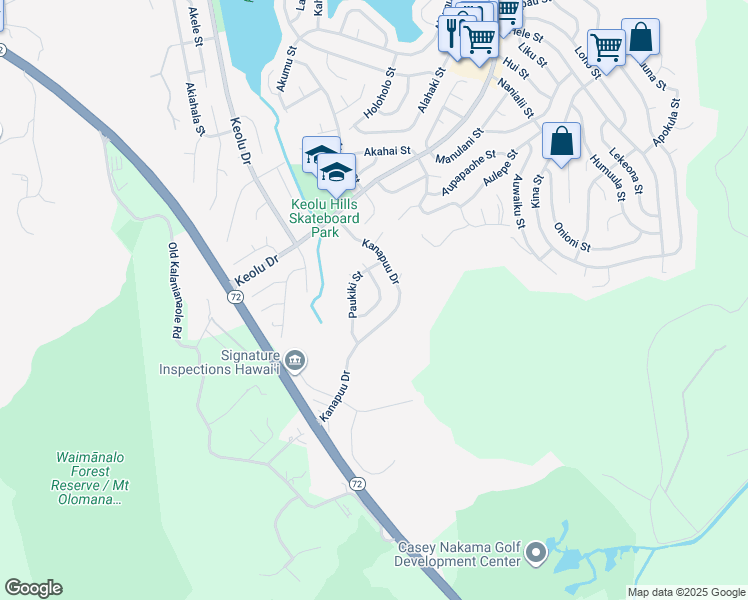 map of restaurants, bars, coffee shops, grocery stores, and more near 148 Pinana St in Kailua