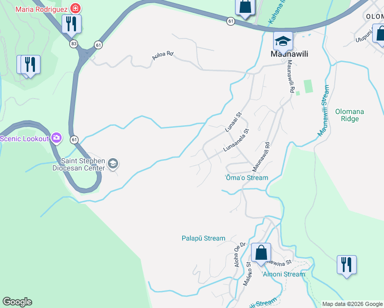 map of restaurants, bars, coffee shops, grocery stores, and more near 1156 Lunaapono Place in Kailua