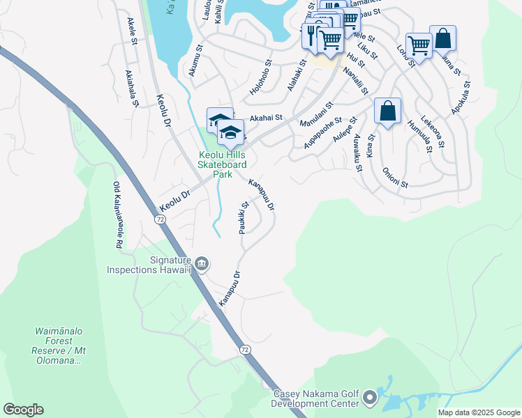 map of restaurants, bars, coffee shops, grocery stores, and more near 148 Pinana Street in Kailua