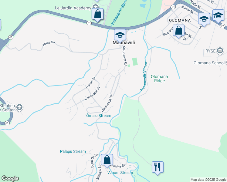 map of restaurants, bars, coffee shops, grocery stores, and more near in Maunawili