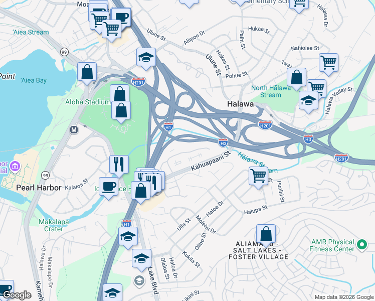 map of restaurants, bars, coffee shops, grocery stores, and more near 509 Mananai Place in Honolulu