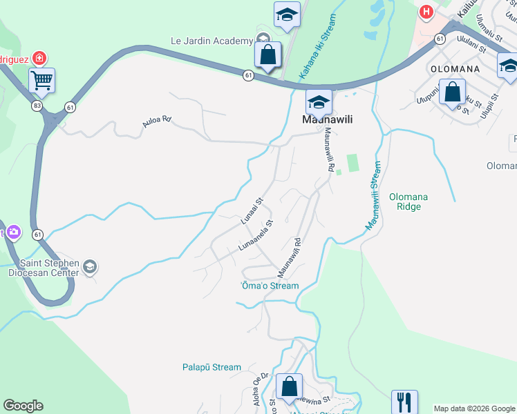 map of restaurants, bars, coffee shops, grocery stores, and more near 1063 Lunaai Street in Kailua