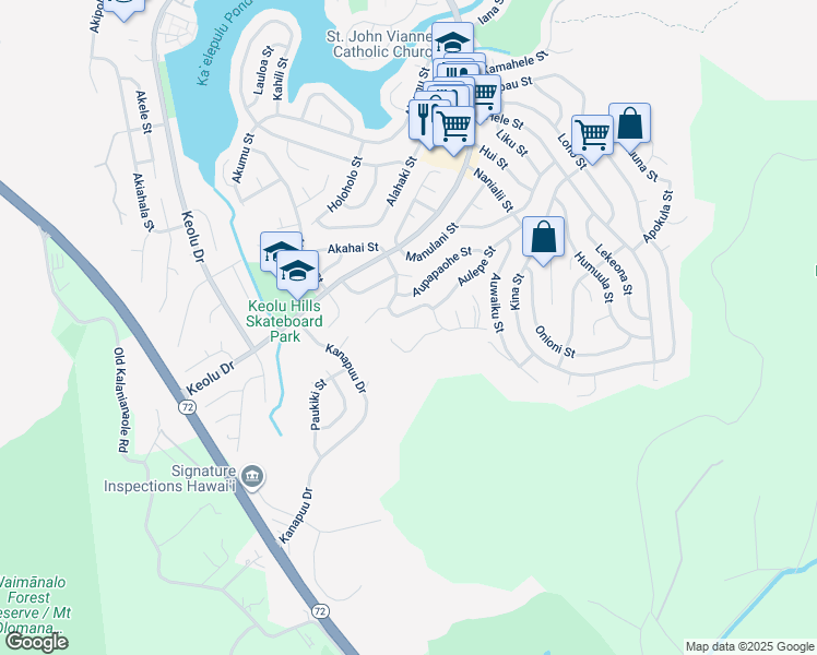 map of restaurants, bars, coffee shops, grocery stores, and more near 1378 Aupupu Street in Kailua