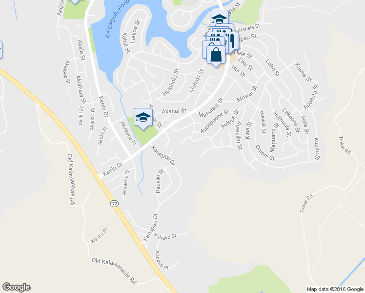 map of restaurants, bars, coffee shops, grocery stores, and more near 1439 Auauki Street in Kailua