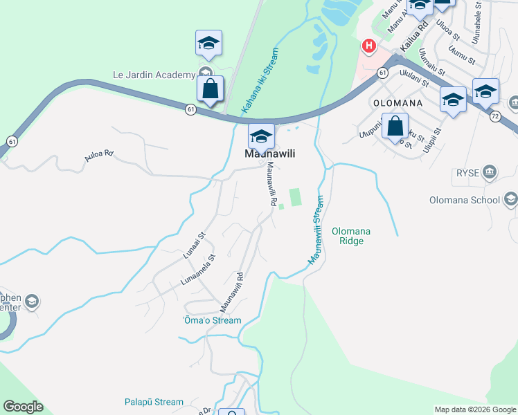map of restaurants, bars, coffee shops, grocery stores, and more near 962 Lunahooko Place in Kailua