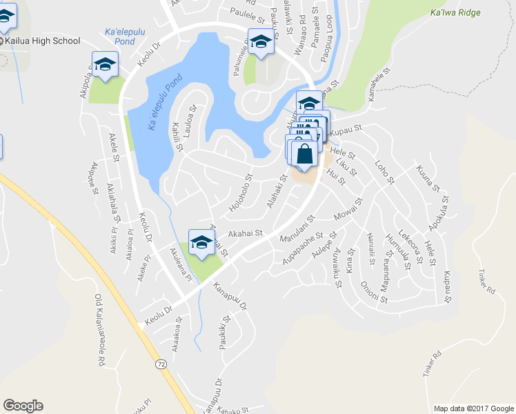 map of restaurants, bars, coffee shops, grocery stores, and more near 979 Paako Street in Kailua