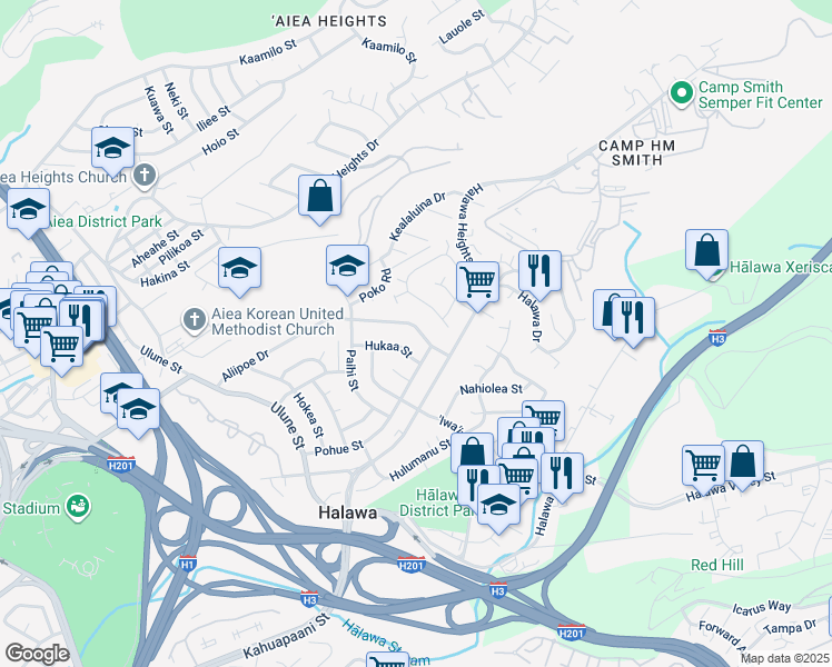 map of restaurants, bars, coffee shops, grocery stores, and more near 99-811 Aliipoe Drive in Aiea