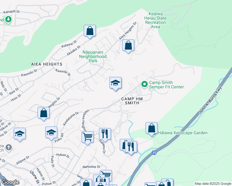 map of restaurants, bars, coffee shops, grocery stores, and more near in Aiea