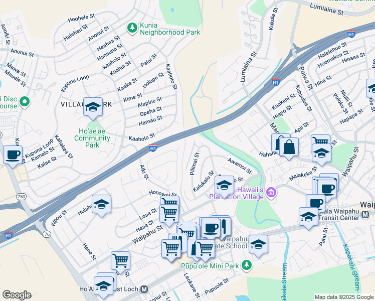map of restaurants, bars, coffee shops, grocery stores, and more near 94-524 Koaleo Street in Waipahu