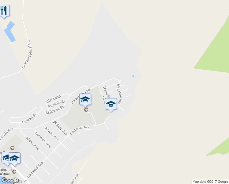 map of restaurants, bars, coffee shops, grocery stores, and more near 89-177 Nanaikala Place in Waianae