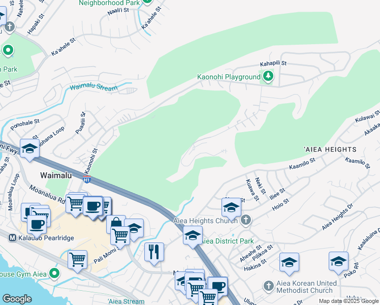 map of restaurants, bars, coffee shops, grocery stores, and more near 98-707 Iho Place in Aiea