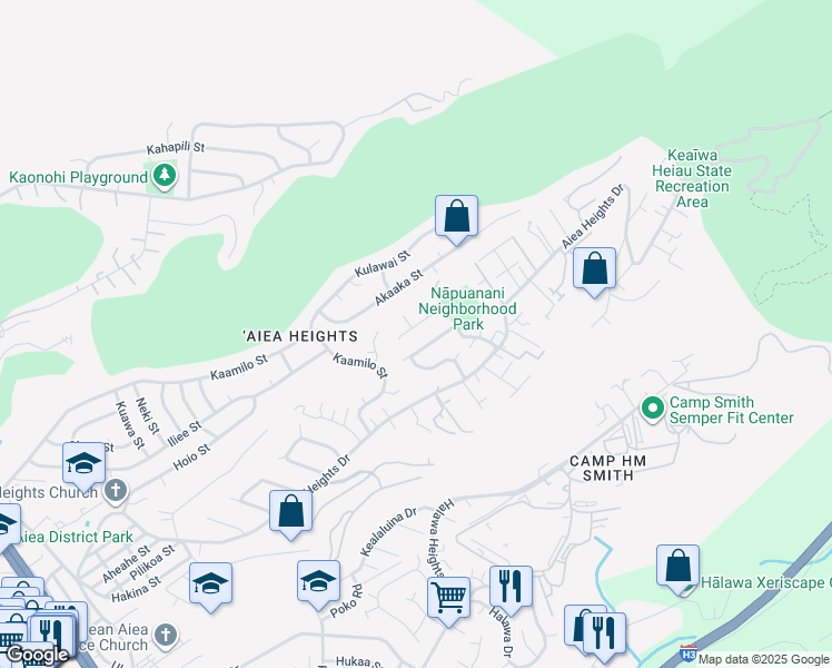 map of restaurants, bars, coffee shops, grocery stores, and more near 99-1066 Kahua Place in Aiea
