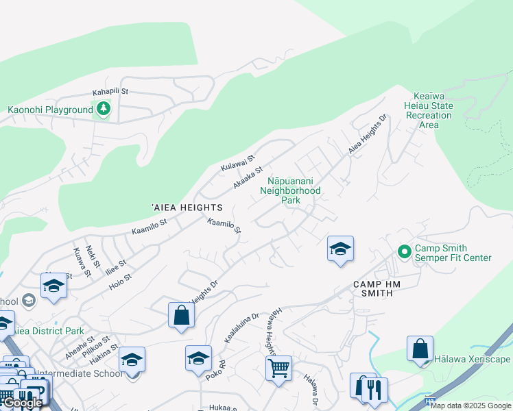 map of restaurants, bars, coffee shops, grocery stores, and more near 99-1013 Kahua Place in Aiea