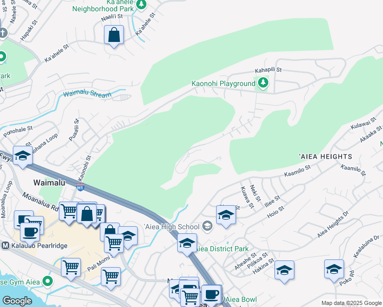 map of restaurants, bars, coffee shops, grocery stores, and more near 98-711 Iho Place in Aiea