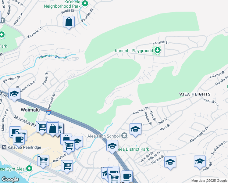 map of restaurants, bars, coffee shops, grocery stores, and more near 98-703 Iho Place in Aiea