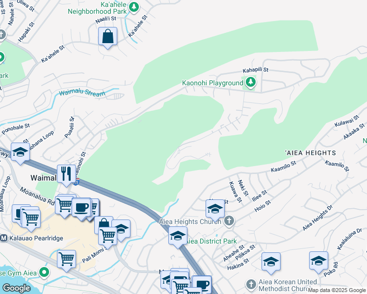 map of restaurants, bars, coffee shops, grocery stores, and more near 98-711 Iho Place in Aiea