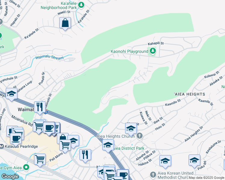 map of restaurants, bars, coffee shops, grocery stores, and more near 98-719 Iho Place in Aiea