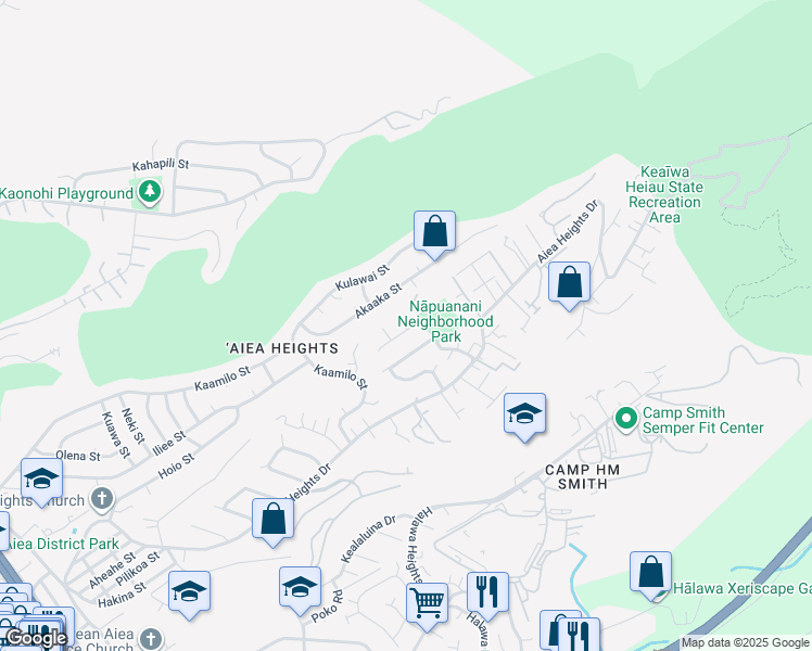 map of restaurants, bars, coffee shops, grocery stores, and more near 99-1066 Kahua Place in Aiea