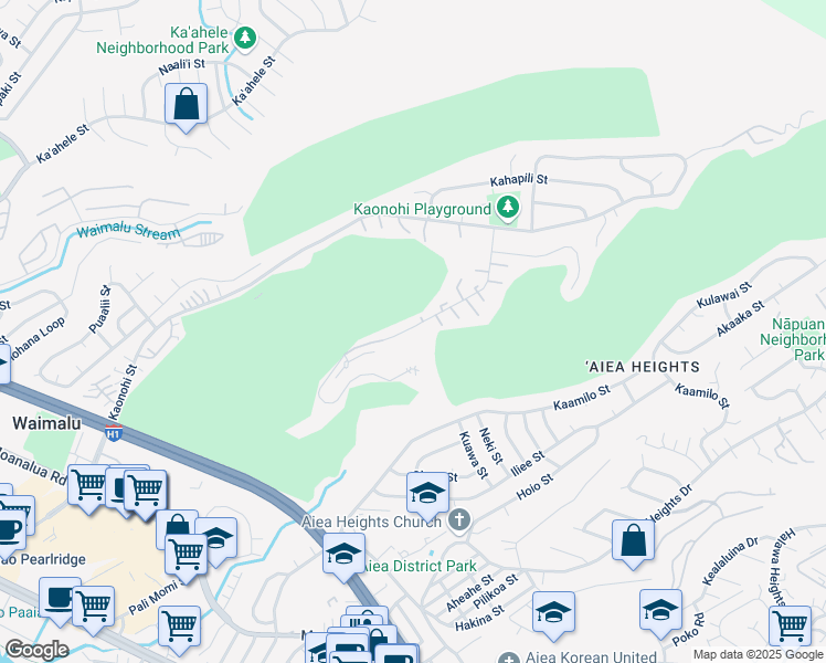 map of restaurants, bars, coffee shops, grocery stores, and more near 98-769 Iho Place in Aiea